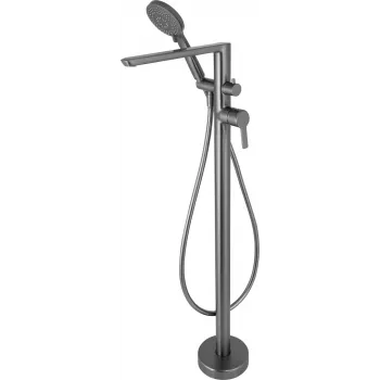 DEANTE Grifo de bañera de pie Arnika con set de ducha, cromado, monomando, montaje de pie