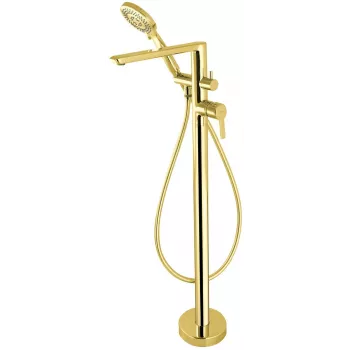 DEANTE Grifo monomando de bañera de pie Arnika con set de ducha, Oro, Latón, Monomando, Montaje de pie