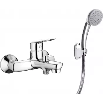 DEANTE Grifo de bañera Arnika Nero con set de ducha, montaje en pared, negro mate