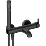 DEANTE Grifo de bañera Arnika Nero con set de ducha, negro mate, montaje de pared, monomando, cartucho cerámico, alcachofa de mano, manguera 150 cm