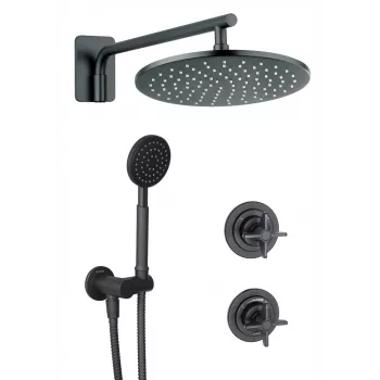 DEANTE Arnika Nero Set de ducha empotrado, negro mate, 250x250mm ducha de lluvia