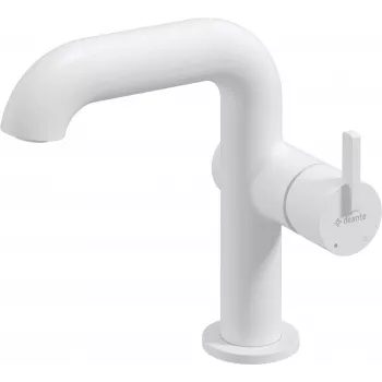 DEANTE Arnika Nero Grifo de lavabo con caño rectangular, negro mate, monomando, alto, montaje en superficie, 1 orificio, cartucho cerámico de 25 mm, latiguillos flexibles G3/8 pulgadas 45 cm, clase de caudal Z, grupo de ruido I