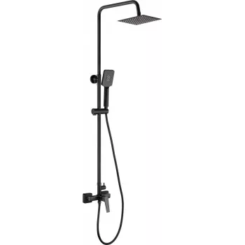 DEANTE Arnika Ducha de lluvia con grifería de bañera, negro mate, montaje en pared