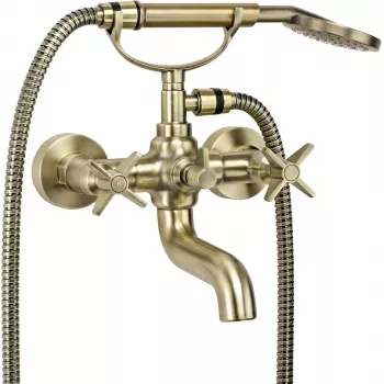 DEANTE Grifería de bañera con set de ducha, negro mate, montaje en pared, monomando, latón, 2 orificios, distancia entre conexiones 150 mm