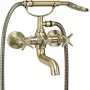 DEANTE Grifería de bañera con set de ducha, negro mate, montaje en pared, monomando, latón, 2 orificios, distancia entre conexiones 150 mm