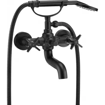 DEANTE grifería de bañera con set de ducha - negro mate, montaje en pared, monomando, cartucho cerámico, latón