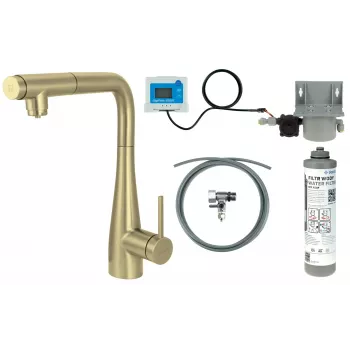 DEANTE BREFR75M Grifo de cocina con sistema de filtrado de agua, caño extraíble, cromo