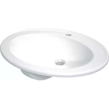 DEANTE Lavabo de cerámica de encastrar con repisa de grifería, 600x450x170 mm, blanco, brillante, serie Como