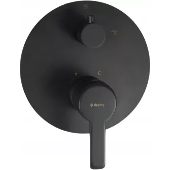 DEANTE Grifería de ducha empotrada con desviador, negro mate, serie Arnika Nero