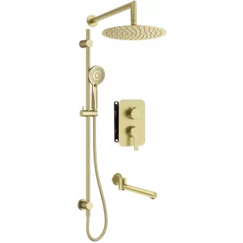 DEANTE set de ducha empotrado con caja mezcladora, oro, ducha de lluvia 250 mm, monomando