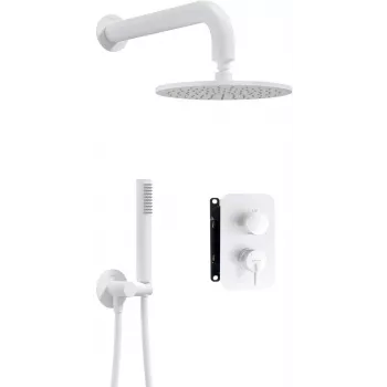 DEANTE Conjunto de ducha empotrado con caja mezcladora - cabezal de ducha, negro mate, serie Arnika