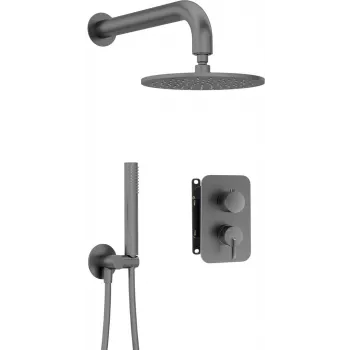 DEANTE Conjunto de ducha empotrado con caja mezcladora - alcachofa - negro mate
