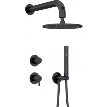 DEANTE Conjunto de ducha empotrado con cabezal de ducha - Negro mate, cuadrado 250x250 mm, Arnika Nero