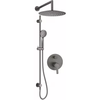 DEANTE Set de ducha empotrado con barra - cabezal de ducha - negro mate
