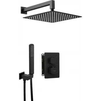 Set de ducha empotrado DEANTE con caja termostática - Arnika Nero - Negro mate