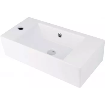DEANTE Lavabo de sobreponer de cerámica con orificio de grifo a la izquierda - blanco brillo