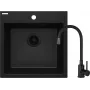 DEANTE Fregadero de cocina de compuesto de granito con grifo monomando cromado, 1 cubeta, Negro, 780x435 mm