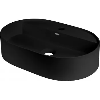 DEANTE Lavabo de granito para encimera con isla de grifería - ovalado - negro