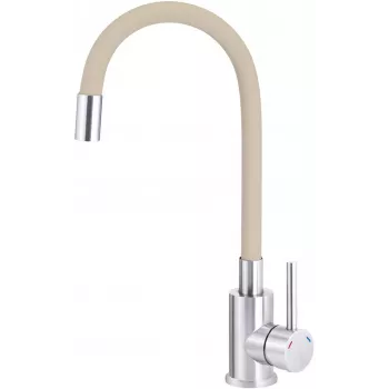 DEANTE Grifo de cocina con caño curvado, cromo, monomando, caño extraíble, latón