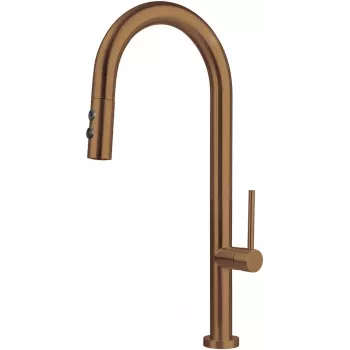 DEANTE Grifo de cocina con caño extraíble - 2 tipos de chorro, negro mate, latón
