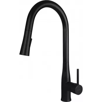 DEANTE grifo de cocina con caño extraíble, compuesto de granito negro, montaje en superficie de un orificio, latón, chorro pulverizador de 2 funciones