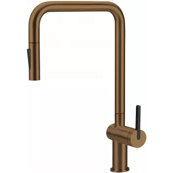 DEANTE grifo de cocina con caño extraíble, negro mate, latón, monomando, 350 mm de altura