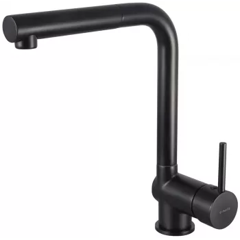 DEANTE grifo de cocina con caño extraíble, negro mate, latón, monomando, giratorio 360°