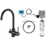 DEANTE Grifo de cocina con set de filtro de agua, negro mate, latón, 3 vías