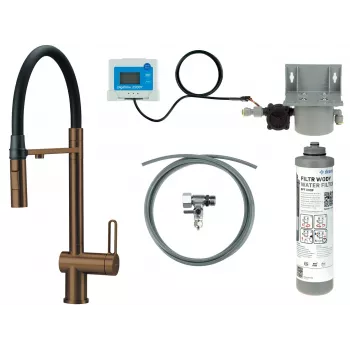 Grifería de cocina DEANTE con sistema de filtrado de agua, caño flexible