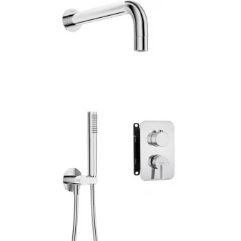 Set de ducha empotrado DEANTE Neo Nero con mezclador BOX y teléfono de ducha, negro mate, alcachofa 250 mm