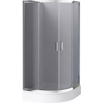 DEANTE Mampara de ducha semicircular 80x80 cm Aluminio negro Vidrio templado de seguridad