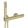 DEANTE Grifería de ducha con set de ducha - Monomando de bañera de pared, negro mate, latón, 2 orificios, distancia de conexión 150 mm, cartucho cerámico, teleducha de lluvia, antical