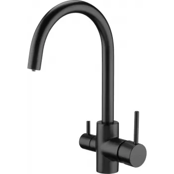 DEANTE grifo de cocina Silia con conexión de filtro de agua, negro mate, caño giratorio extraíble