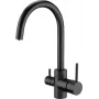 DEANTE grifo de cocina Silia con conexión de filtro de agua, negro mate, caño giratorio extraíble