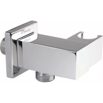DEANTE Conector en esquina cuadrado con soporte para alcachofa de ducha, cromo