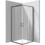 DEANTE Mampara de ducha cuadrada 80x80 cm con puertas correderas dobles, marco cromado