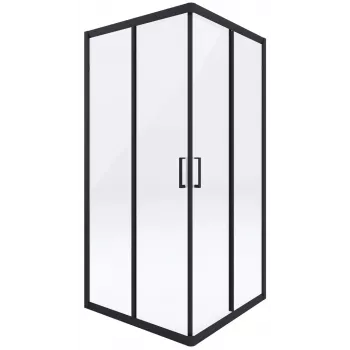 Mampara de ducha de esquina DEANTE 90 cm, negro mate, doble puerta corredera
