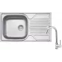 DEANTE Fregadero de acero inoxidable con 1 cubeta, grifo y escurridor
