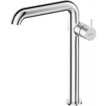 DEANTE Grifo de lavabo alto con caño rectangular, Cromo, Latón, montaje en encimera de 1 orificio, cartucho cerámico 35 mm, altura 301 mm, salida 160 mm, clase de caudal Z, grupo acústico I