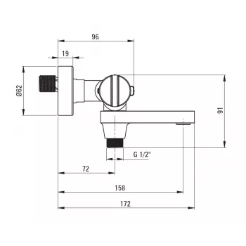 DEANTE Grifo termostático de bañera negro de pared latón