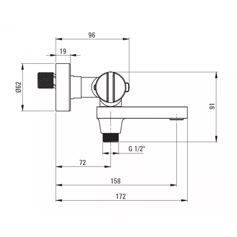 DEANTE Grifo termostático de bañera negro de pared latón