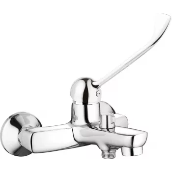 Grifería de baño de pared DEANTE con maneta clínica, cromo, latón, monomando, distancia de conexión 150 mm, con conjunto de ducha