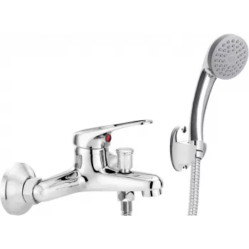 DEANTE Grifo de bañera de pared con set de ducha, cromo, 2 orificios, latón, cartucho cerámico de 35 mm