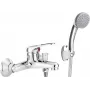 DEANTE Grifo de bañera de pared con set de ducha, cromo, 2 orificios, latón, cartucho cerámico de 35 mm