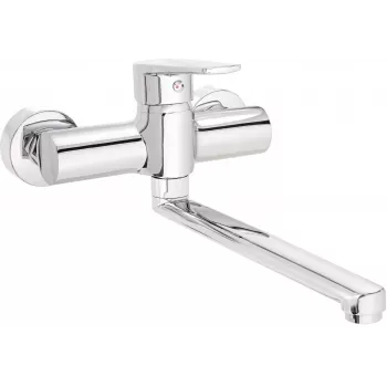 DEANTE Grifo de cocina de pared Cromo Latón Doble mando Caño giratorio Serie Kraków