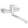 DEANTE Grifo de cocina de pared Cromo Latón Doble mando Caño giratorio Serie Kraków