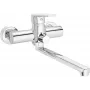 DEANTE grifería de pared para lavabo y baño con caño alargado y conexión de manguera, cromo, serie Arnika