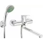 DEANTE Monomando de lavabo y bañera de pared con set de ducha, negro mate, monomando, latón