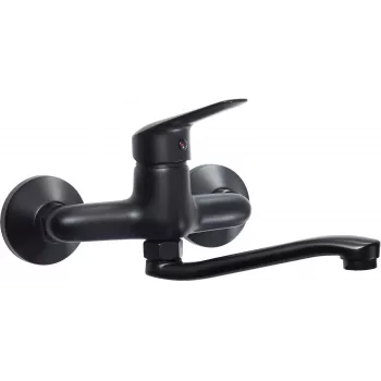 DEANTE grifo de lavabo de pared negro mate Arnika Nero