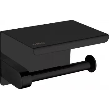DEANTE portarrollos de papel higiénico de pared con estante – negro mate, acero con recubrimiento en polvo, serie Osimo